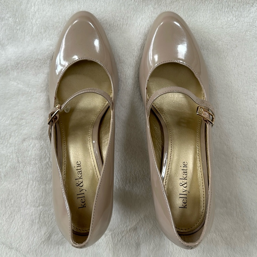 Kelly and Katie tan patent heels. Size 9M. Like new.